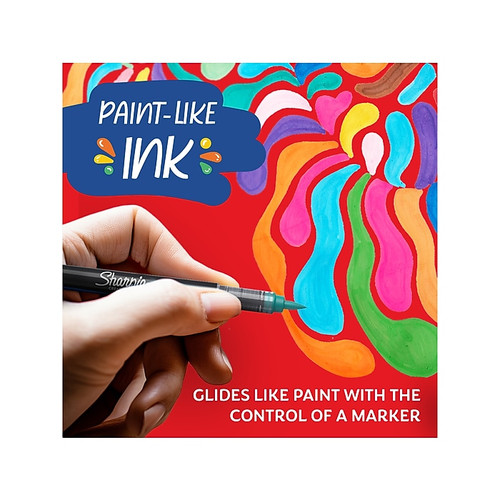 Sharpie Water-Based Markers, Brush Point, Assorted Colors, 12/Pack (2196907)