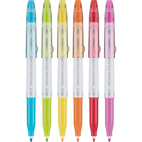 Pilot FriXion Colors Erasable Marker Pens, Bold Point, Assorted Ink, 6/Pack (44154)