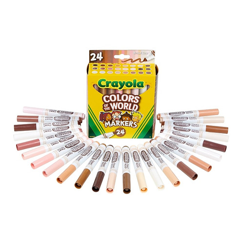 Crayola Colors of the World Permanent Markers, Broad, Assorted Colors, 24/Pack (58-7802)