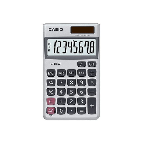 Casio SL-300SV 8-Digit Pocket Calculator, Silver (65dd06f3e8837636b11a8da9_ud)