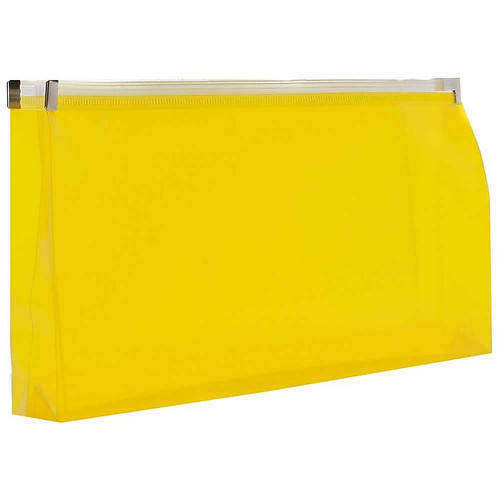 JAM Paper Plastic Expansion Envelopes with Zip Closure, #10 Booklet Wallet, 5 x 10, Yellow, 12/Pack (921Z1YE)