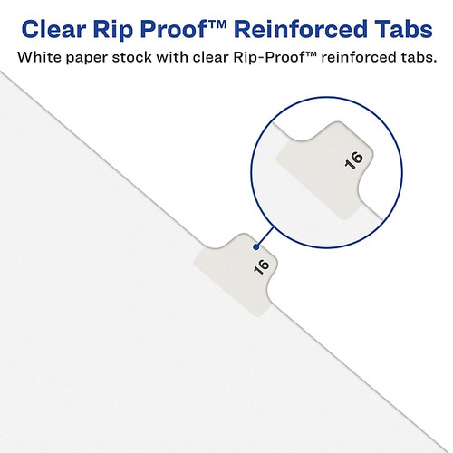 Avery Legal Pre-Printed Paper Dividers, Table of Contents-Tab, White, Avery Style, Letter Size, 25/Pack (11910)