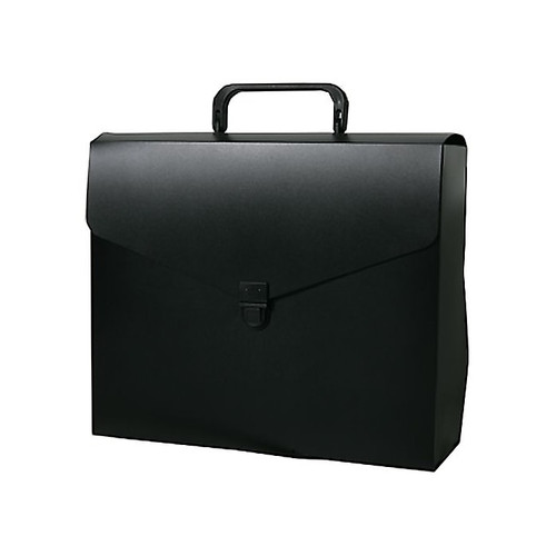 JAM Paper® Plastic Portfolio File Carry Case with Handles, 10 x 12 x 4, Black, Sold Individually (7206027)