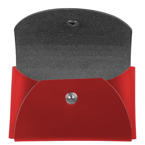JAM Paper® Italian Leather Business Card Holder Case with Round Flap, Red, Sold Individually (2233317457)