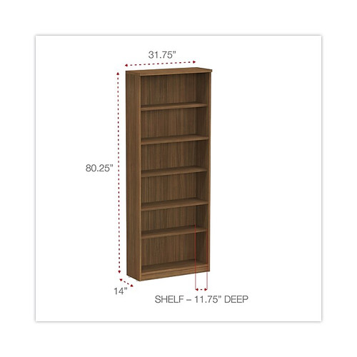 Alera® Valencia Series Bookcase, 6-Shelf, 31-3/4"W, Modern Walnut (65dd0956e8837636b11aa883_ud)