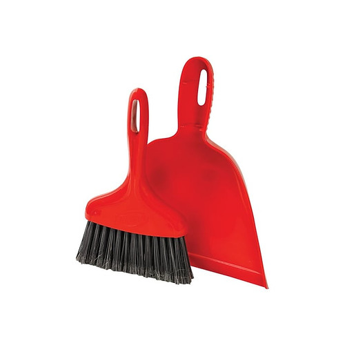 Libman High Power Broom with Dustpan, Black/Red (906)