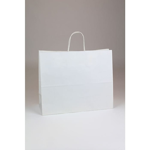 Vouge Shopper 13" x 16" x 6" Kraft Paper Shopping Bags, White, 250/Carton (WHITE16613)