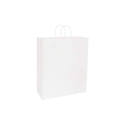 Bags & Bows 16" x 6" x 19" Kraft Paper Shopping Bags, White, 200/Carton (41-9M)