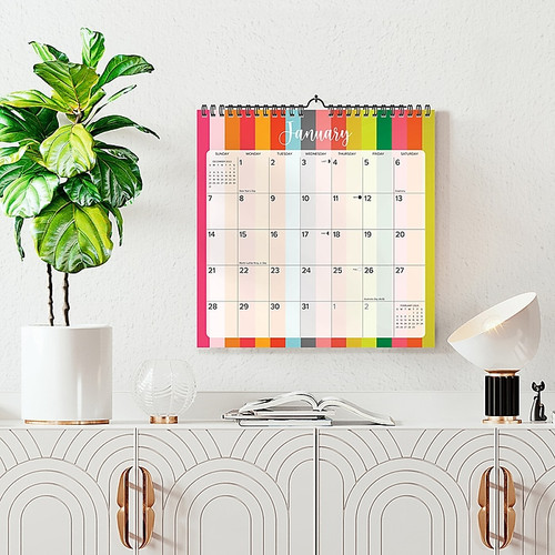 2024 Willow Creek Press Modern Stripe Calendar 12" x 12" Spiral Wall Art Grid  (38956)