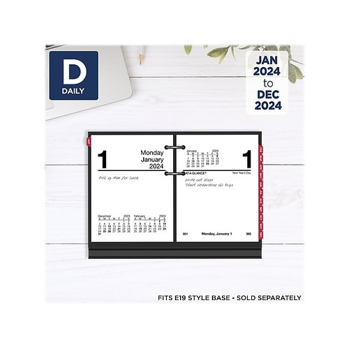 2024 AT-A-GLANCE 3.75" x 3" Daily Desk Calendar Refill, White/Black (E919-50-24)