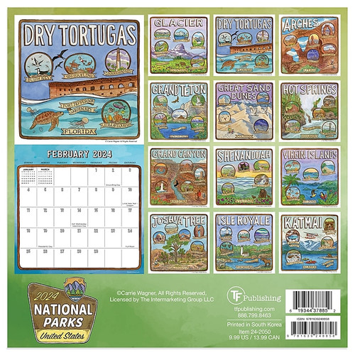 2024 TF Publishing 7" x 7" National Parks-Art Mini Calendar (24-2050)