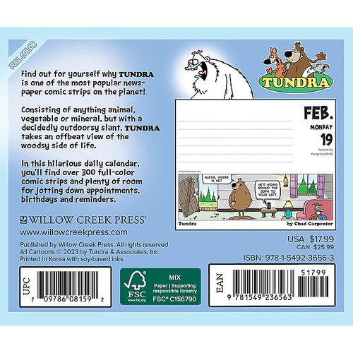 2024 Willow Creek Press Tundra Daily Comics Box Calendar Daily Desk 5.5" x 6" (36563)