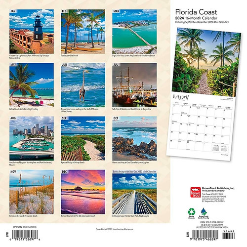2024 BrownTrout Florida Coast 12" x 12" Monthly Wall Calendar (9781975462697)