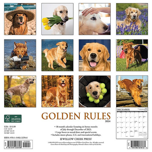 2024 Willow Creek Golden Rules 12" x 12" Monthly Wall Calendar, Multicolor (33708)