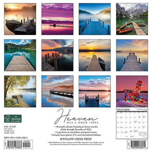 2024 Willow Creek Heaven Has a Dock 12" x 12" Monthly Wall Calendar, Multicolor (33883)