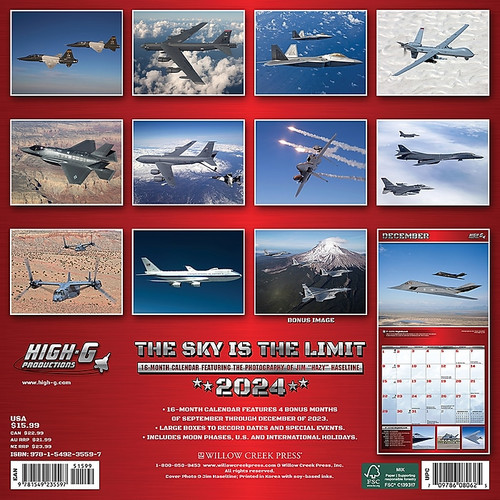 2024 Willow Creek The Sky is the Limit 12" x 12" Monthly Wall Calendar, Multicolor (35597)