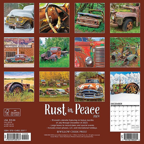 2024 Willow Creek Rust in Peace 12" x 12" Monthly Wall Calendar, Multicolor (35177)