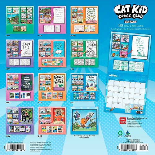 2024 BrownTrout Cat Kid Comic Club 12" x 12" Monthly Wall Calendar (9781975470913)