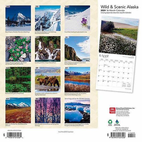 2024 BrownTrout Alaska Wild & Scenic 12" x 12" Monthly Wall Calendar (9781975457556)