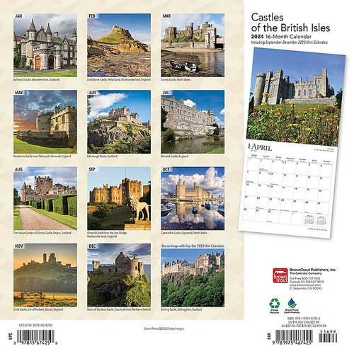 2024 BrownTrout Castles of the British Isles 12" x 12" Monthly Wall Calendar (9781975467425)