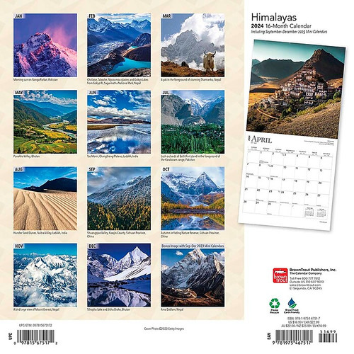 2024 BrownTrout Himalayas 12" x 12" Monthly Wall Calendar (9781975467517)