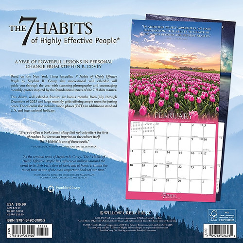 2024 Willow Creek Press 7 Habits of Highly Effective People Wall Calendar 12" x 12" (31902)