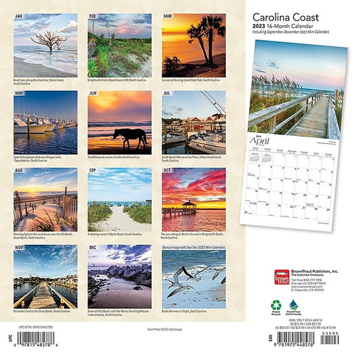 2023 BrownTrout Carolina Coast 12" x 12" Monthly Wall Calendar, (9781975448578)