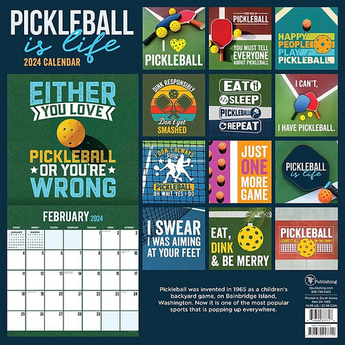 2024 TF Publishing 12" x 12" Pickleball is Life Wall Calendar (24-1085)