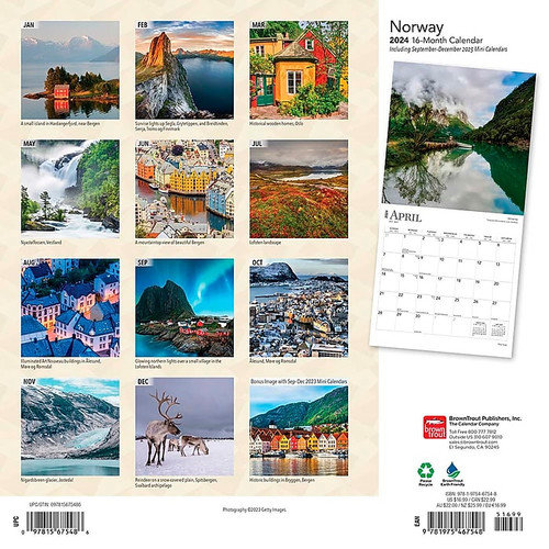 2024 BrownTrout Norway 12" x 12" Monthly Wall Calendar (9781975467548)