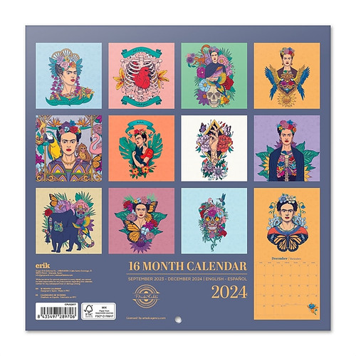 2024 12" x 12" Frida Kahlo Bilingual Monthly Wall Calendar (CPUS2417)