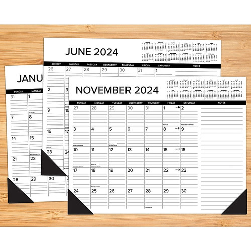 2024 Willow Creek Press Black & White 2024 22" x 17" Large Monthly Deskpad Calendar for Wall or Desk (38826)