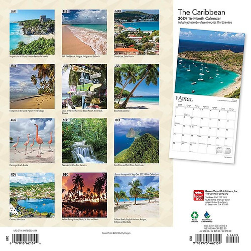 2024 BrownTrout The Caribbean 12" x 12" Monthly Wall Calendar (9781975462154)