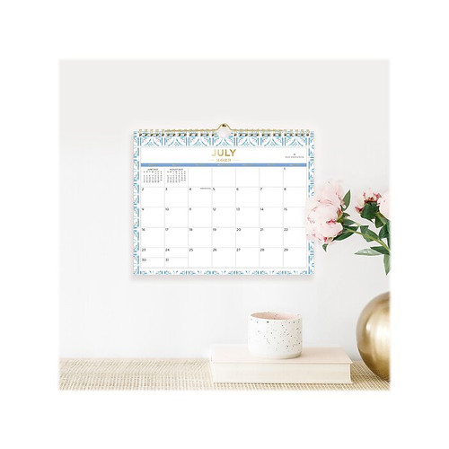 2023-2024 Blue Sky Day Designer Elle Blue 8.75" x 11" Academic Monthly Wall Calendar, White/Blue (142520)