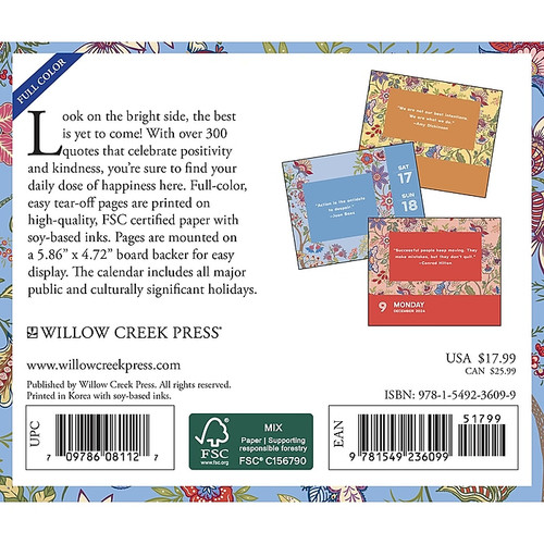 2024 Willow Creek Press 365 Days of Positivity Box Calendar, Daily Desk 5.5" x 6" (36099)