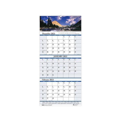 2022-2024 House of Doolittle Earthscapes Scenic 8" x 17" Three-Month Wall Calendar (3636-23)