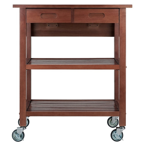 Winsome 2-Shelf Wood Mobile Kitchen Cart with Lockable Wheels, Walnut (94734)