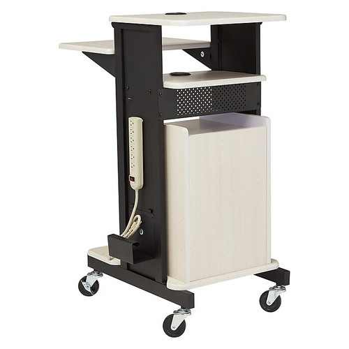 Oklahoma Sound PRC Series 3-Shelf Metal Mobile Presentation Cart with Lockable Wheels, Black (PRC400)