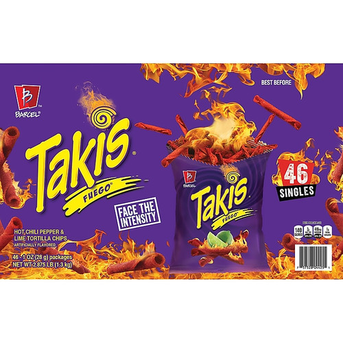 Takis Fuego Corn Chips, 1 oz., 46 Bags/Pack (220-02045)