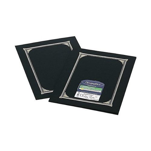 Geographics Classic Linen Document Certificate Holders, 8.5" x 11", Black/Gold, 6/Pack (GEO45331)