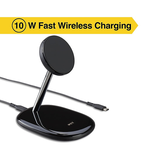NXT Technologies™ Magnetic Wireless Charging Stand with USB-C Cable for iPhone 12/13, Black (NX60458)