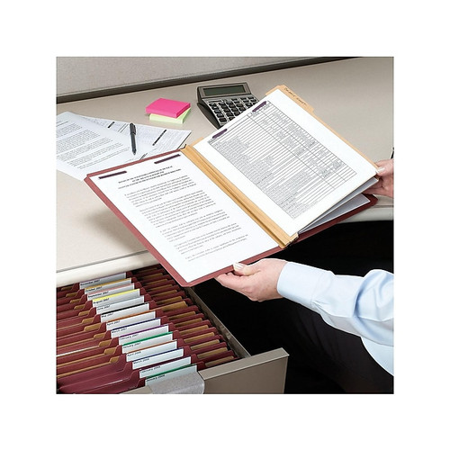 Smead Pressboard Classification Folders, 2" Expansion, Legal Size, 2 Dividers, Red, 10/Box (19075_2)