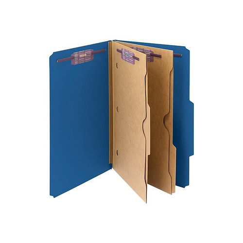 Smead Pressboard Classification Folders, 2/5-Cut Tab, Legal Size, 2 Dividers, Dark Blue, 10/Box (19077)