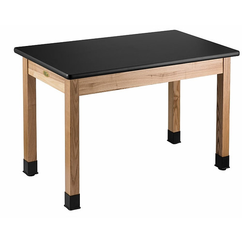 National Public Seating Wood Science Table, Chemical Resistant Series, 24" x 54", Height Adjustable, Black/Ashwood (SLT1-2454C)