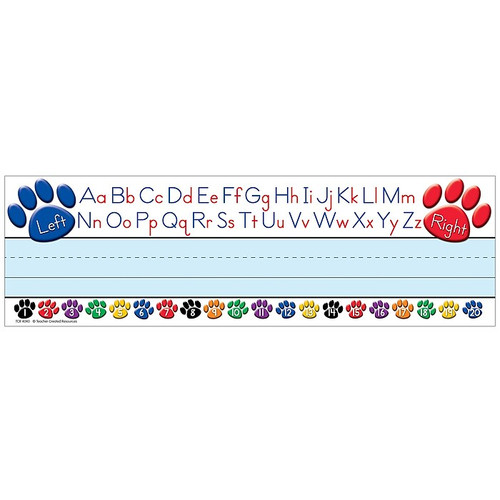 Teacher Created Resources Colorful Paw Prints Left/Right Alphabet Nameplates, 3.5" x 11.5", 36 Per Pack, 6 Packs (TCR4040-6)