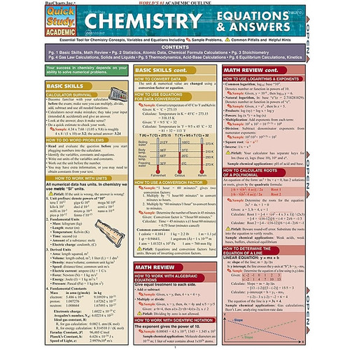 QuickStudy Chemistry Nonmagnetic Charts, 8.5" x 11", 3/Pack (9781423230298)