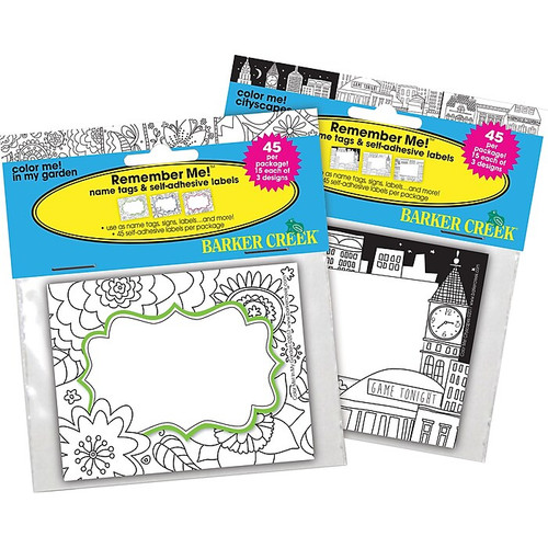 Barker Creek Color Me! In My Garden & Cityscapes Name Tags, Self-Adhesive Labels, 3 1/2" x 2 3/4", 90/Set (BC3780)