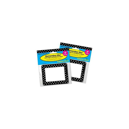 Barker Creek Black & White Dots Name Tags, Self-Adhesive Labels, 3 1/2" x 2 3/4", 90/Pack (BC3747)