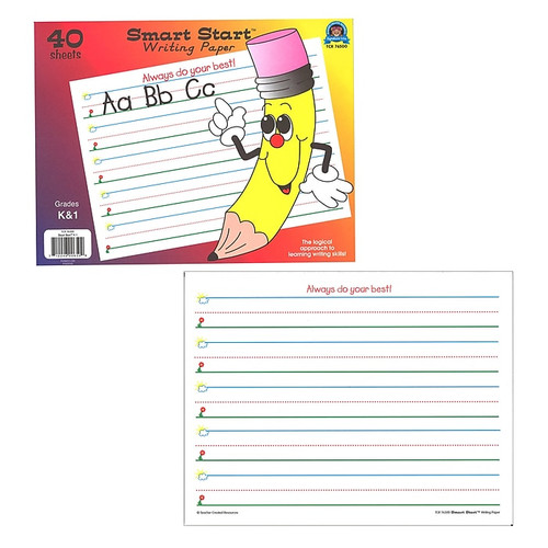 Teacher Created Resources® Smart Start K-1 Writing Tablet 8.5" x 11" Smart Start Writing Paper, White (TCR76500)