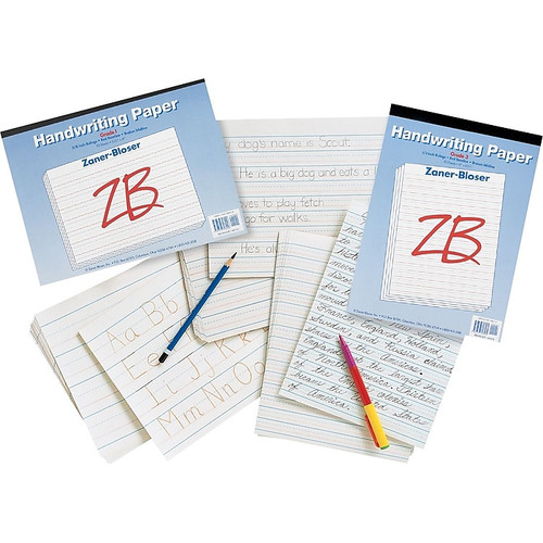 Pacon Zaner-Bloser Broken Midline Newsprint Paper, 10-1/5" x 8", 3/4" Ruled, White, 500 Sheets/Pk