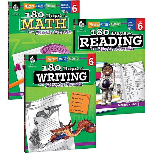 Teacher Created Materials 180 Days of Reading, Writing and Math for Sixth, Grade 3-Book Set (24595)